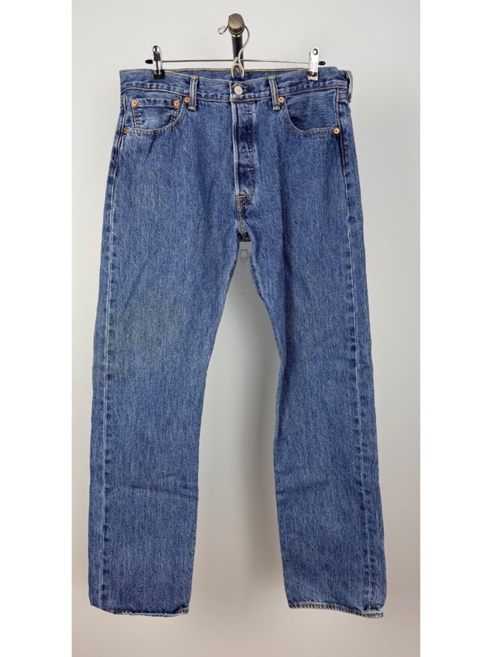 Levis 501 Mens Original Fit Straight Leg Jeans W34 L32 Blue Denim Button Fly